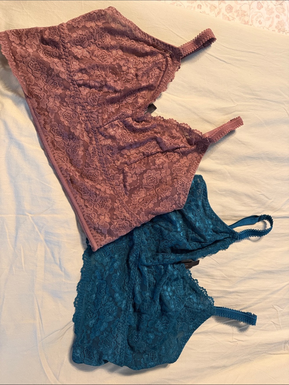 torrid Lace Bralette Duo in Rosewood and Teal